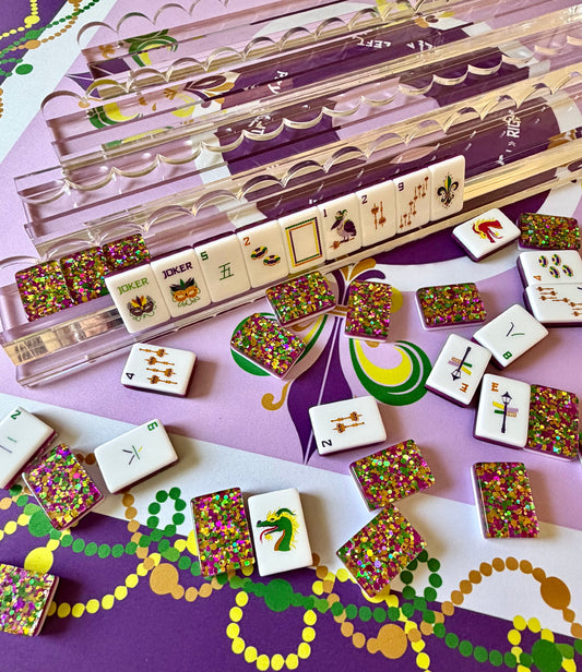 Crystal Clear Scalloped Mahjong Racks + Velvet Bag (Coming Soon!)