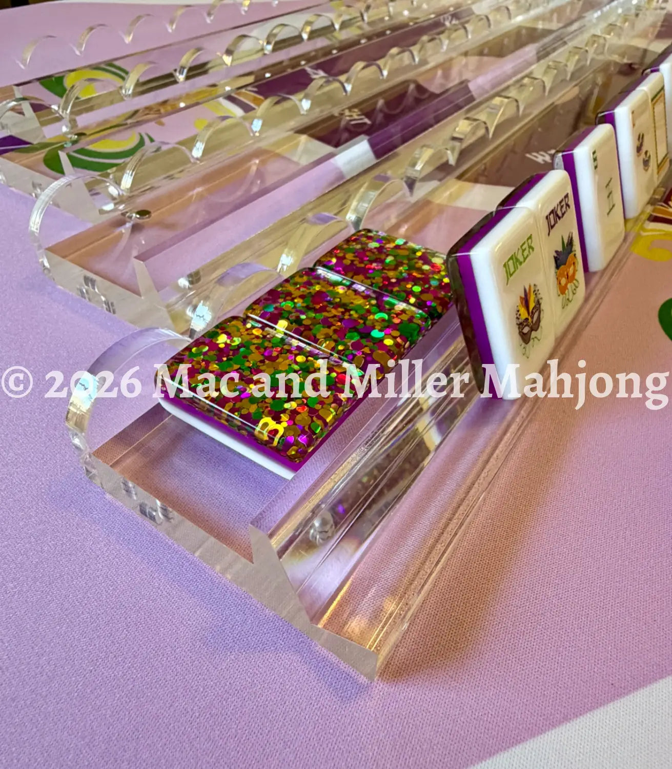 Crystal Clear Scalloped Mahjong Racks + Velvet Bag (Coming Soon!) - Rack