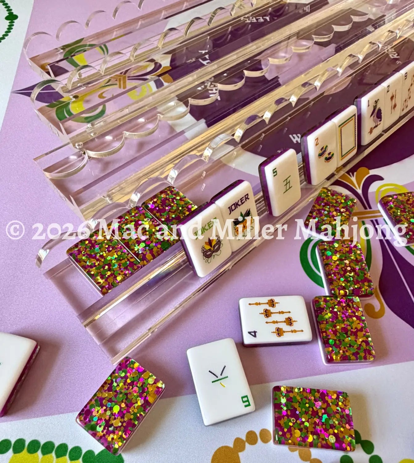 Crystal Clear Scalloped Mahjong Racks + Velvet Bag (Coming Soon!) - Rack