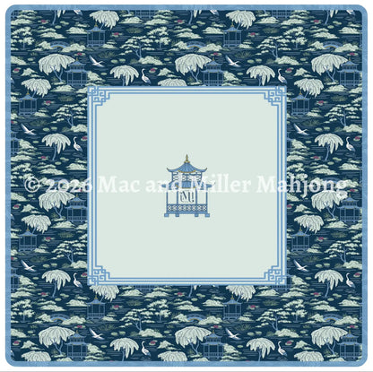Mac and Miller Mahjong Heirloom Collection Square Navy Chinoiserie Mahjong Mat