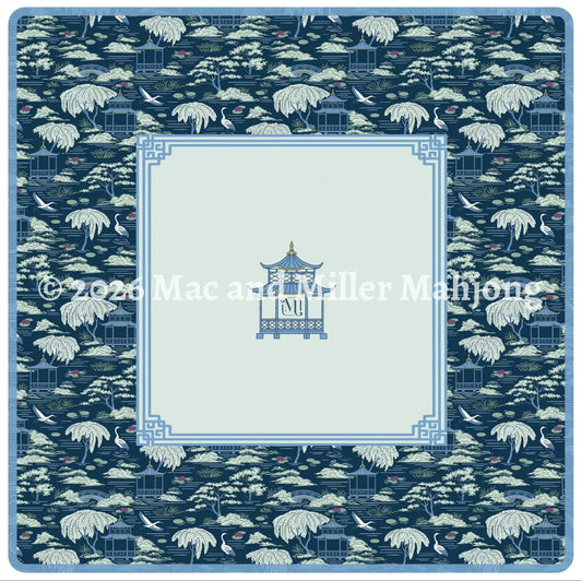 Mac and Miller Mahjong Heirloom Collection Square Navy Chinoiserie Mahjong Mat