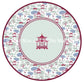 Mac and Miller Mahjong Heirloom Collection White and Magenta Chinoiserie Round Mahjong Mat