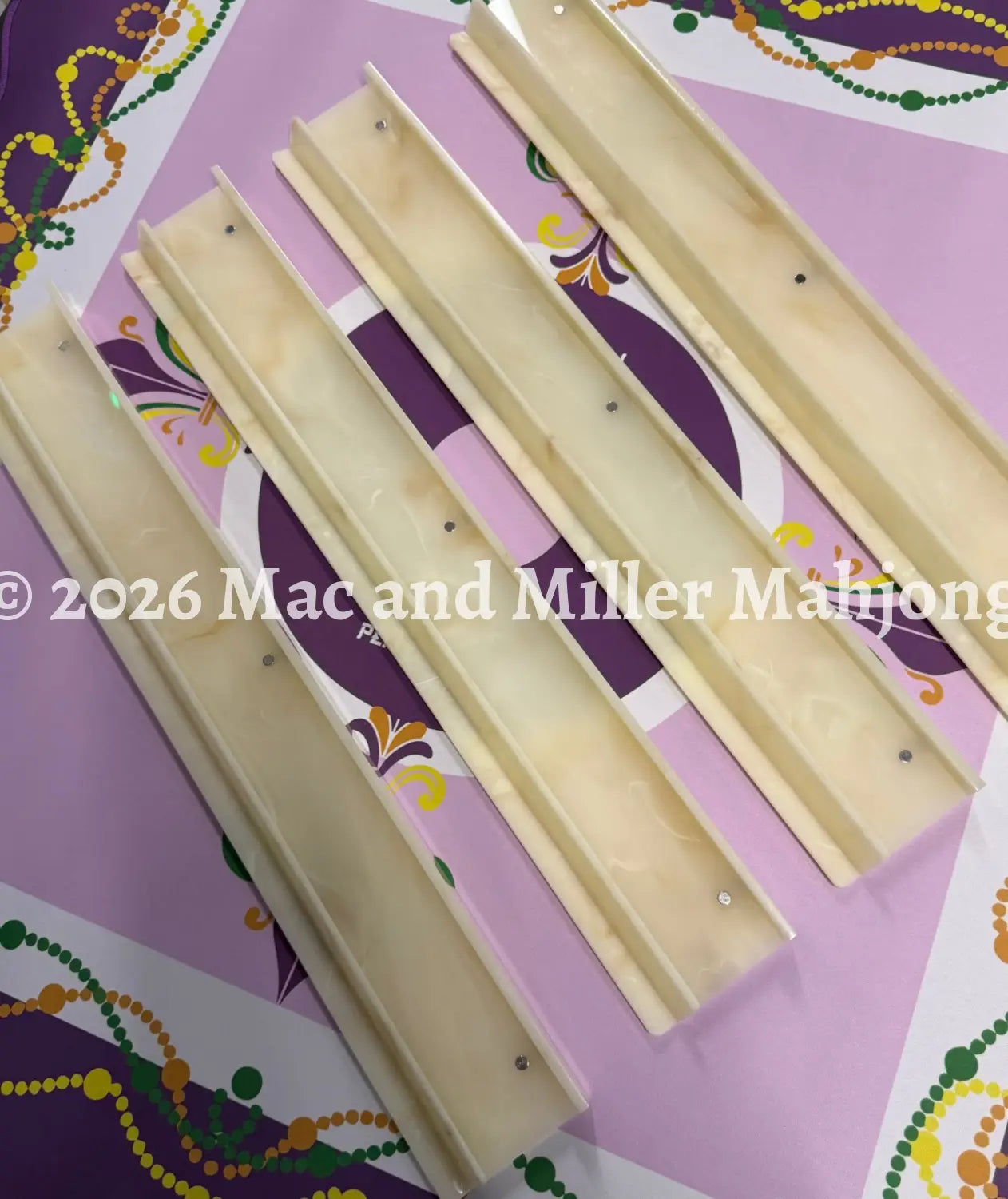Heirloom Ivory Classic Straight Mahjong Racks + Velvet Rack Bag - Rack