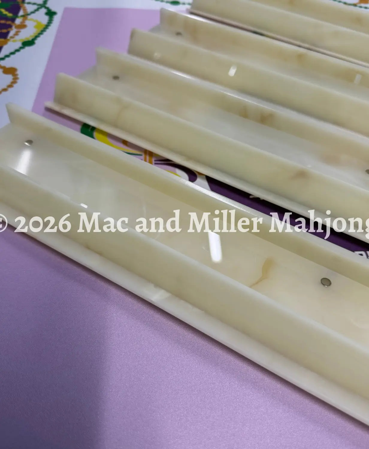 Heirloom Ivory Classic Straight Mahjong Racks + Velvet Rack Bag - Rack
