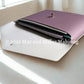 Lavender card clutch with logo embossed 
