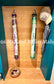 Mac and Miller Mahjong Dream Display tote in moss and plum hanging storage in mudroom