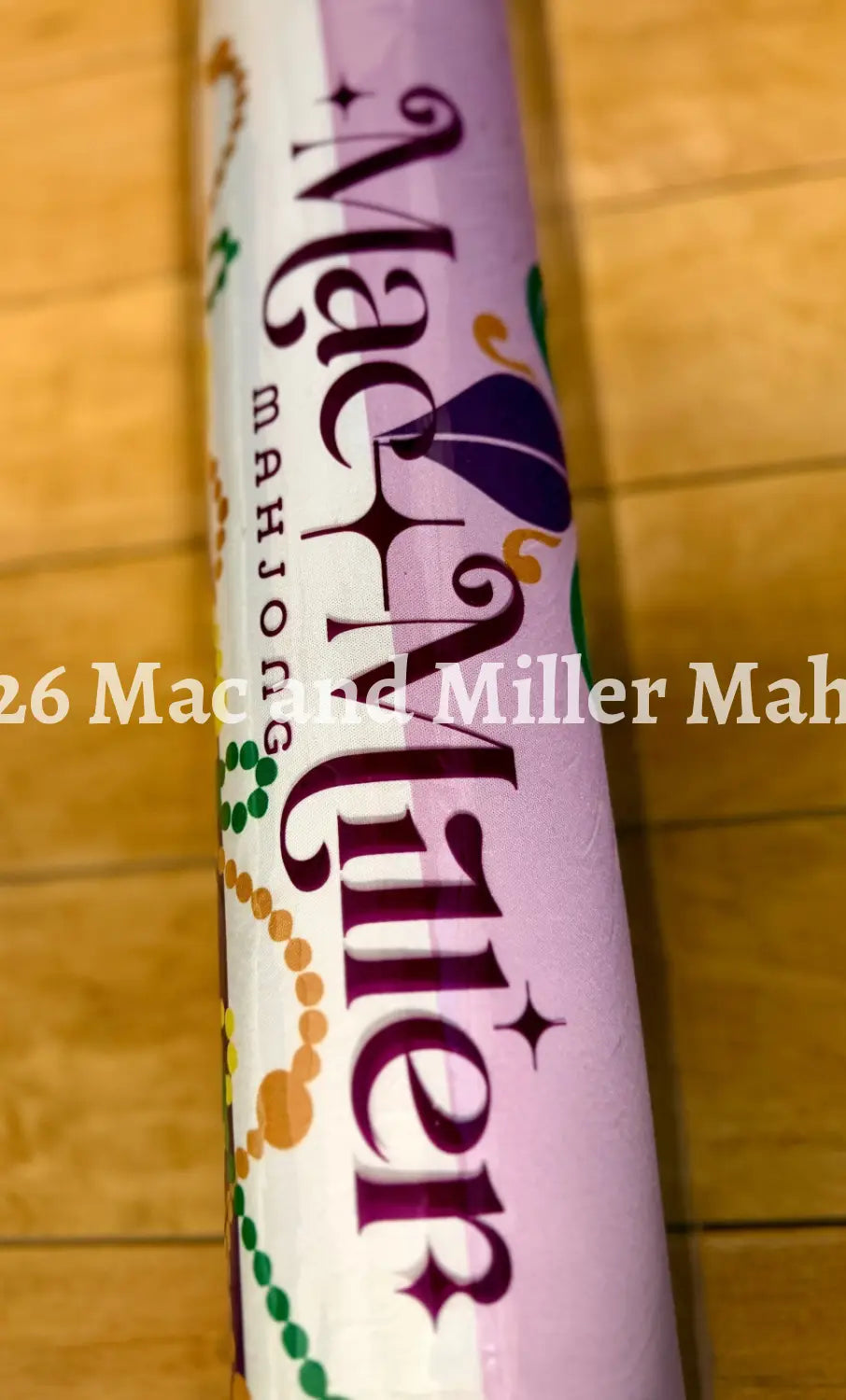Close up shot of Mac and Miller Mahjong Dream Display Mahjong Mat Tote Bag in Plum